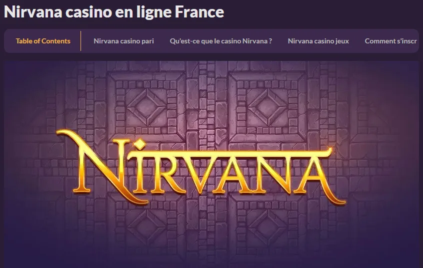 Nirvana Casino Jeux